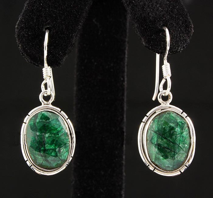EMERALD BERYL 25.57CTW SILVER HOOK EARRING: EMERALD BERYL 25.57CTW SILVER HOOK EARRING **|**|** 13X10MM OVAL SHAPE EMERALD BERYL BEZEL TYPE SILVER HOOK EARRING ; MSRP: $300