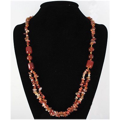 Natural 403.46ctw Orange Carnelian Quartz Silver Neckla: Natural 403.46ctw Orange Carnelian Quartz Silver Necklace **|**|** Lovely 26" Orange Carnelian Quartz Beads Necklace and 2 Row Design with Sterling Silver Lobster Lock ; MSRP: $300