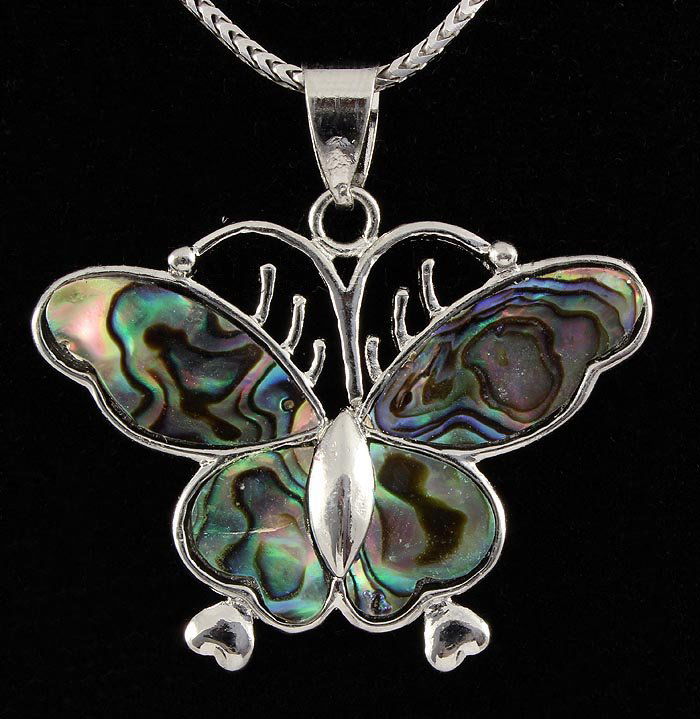 BUTTERFLY 8.16GRAMS MOTHER OF PEARL SILVER PENDANT: 1.30X1.72 INCHES BUTTERFLY DESIGN MOONSTONE RAINBOW COLOR MOTHER OF PEARL SILVER PENDANT