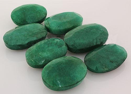261.97ctw Faceted Loose Emerald Beryl Gemstone Lot of 7: Mix Sizes Oval Shape Faceted Emerald Beryl Loose Gemstone