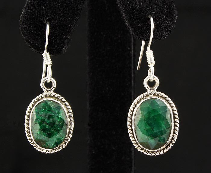 EMERALD BERYL 27.07CTW SILVER HOOK EARRING: 12X10MM OVAL SHAPE EMERALD BERYL STERLING SILVER HOOK EARRING