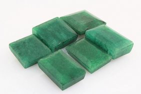 174.43ctw Faceted Loose Emerald Beryl Gemstone Lot of 6: Mix Sizes Emerald & Square Shape Faceted Emerald Beryl Loose Gemstone