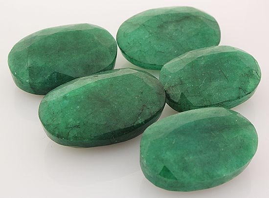 166.18ctw Faceted Loose Emerald Beryl Gemstone Lot of 5: Mix Sizes Oval Shape Faceted Emerald Beryl Loose Gemstone