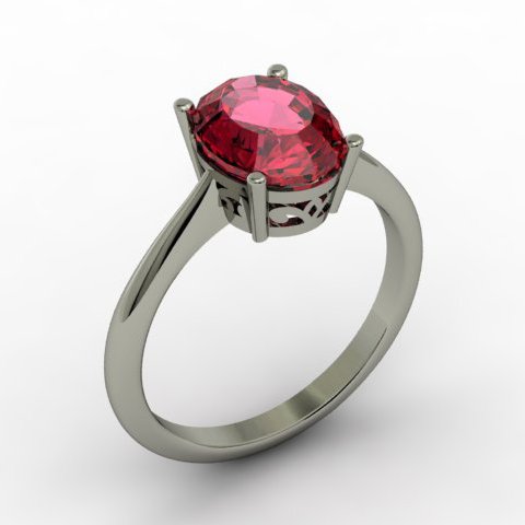 Garnet 2.10 ctw Ring 14kt White Gold: Mainstone: Garnet ; CTW: 2.10 ; Shape: Oval ; Gem Size: 9x7mm ; Metal / Purity: 14kt White Gold