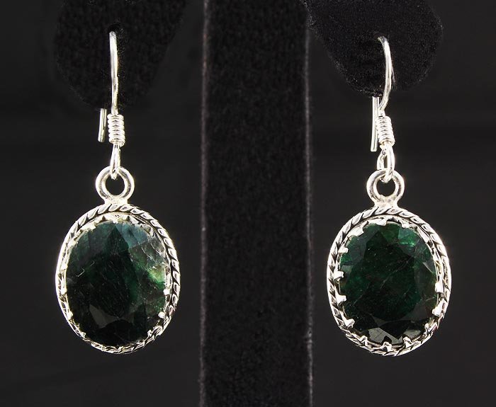 EMERALD BERYL 37.26CTW SILVER HOOK EARRING: EMERALD BERYL 37.26CTW SILVER HOOK EARRING **|**|** STERLING SILVER OVAL EARRING WITH 13X10MM APPROX EMERALD BERYL GEMSTONE ; MSRP: $100