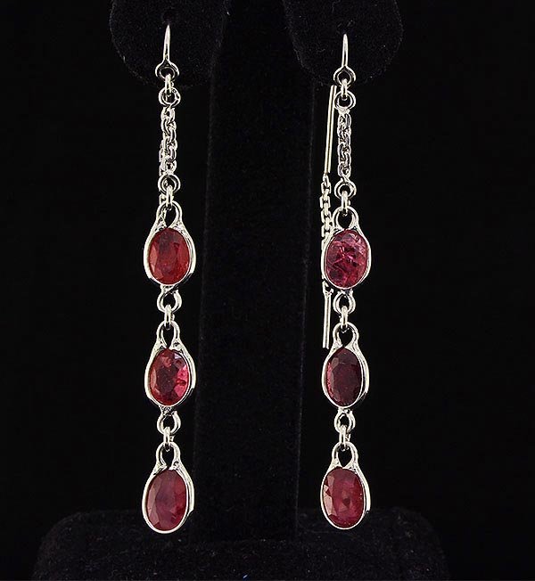 Sterling Silver Drop Dangle 15.10ctw Ruby Earring: Sterling Silver Drop Dangle 15.10ctw Ruby Earring **|**|** 2.36 Inches Long Drop Dangling Earring with 7x5mm Approx Ruby Gemstone ; MSRP: $200