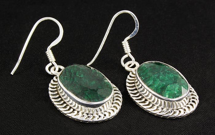 EMERALD BERYL 44.84CTW SILVER HOOK EARRING: EMERALD BERYL 44.84CTW SILVER HOOK EARRING **|**|** STERLING SILVER OVAL EARRING WITH 15X11MM APPROX EMERALD BERYL GEMSTONE ; MSRP: $100