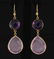 Amethyst&Rose Qrtz 63.15ctw Gold Plated Brass Earring