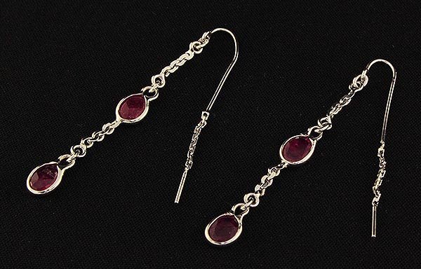 Sterling Silver Drop Dangle 10.64ctw Ruby Earring: Sterling Silver Drop Dangle 10.64ctw Ruby Earring **|**|** 2.00 Inches Long Drop Dangling Earring with 7x5mm Approx Ruby Gemstone ; MSRP: $200