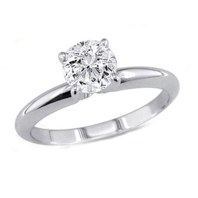 0.90 ct Round cut Diamond Solitaire Ring, I-J, SI2: 0.90 ct Round cut Diamond Solitaire Ring, I-J, SI2 **|**|** Diamond count: 1 ROUND CUT Diamond weight: 0.9ctw Diamond color: I-J Diamond clarity: SI2 Metal: 14K White Gold Ring size: 6.5 Availability:
