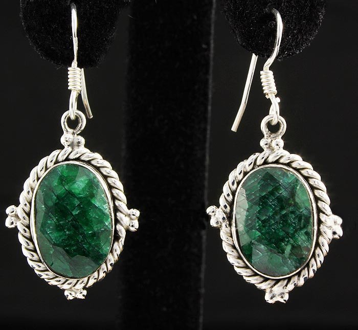 EMERALD BERYL 34.08CTW SILVER HOOK EARRING: EMERALD BERYL 34.08CTW SILVER HOOK EARRING **|**|** 15X11MM OVAL SHAPE EMERALD BERYL STERLING SILVER HOOK EARRING ; MSRP: $400