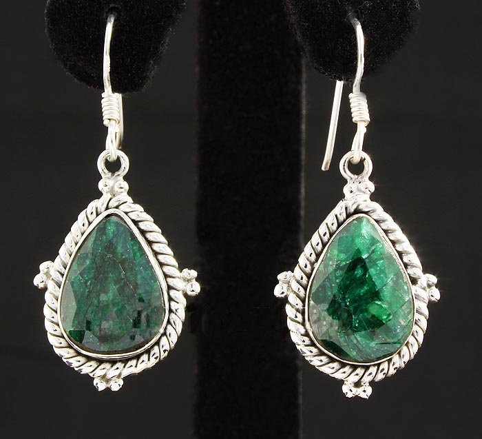 EMERALD BERYL 40.03CTW SILVER HOOK EARRING: EMERALD BERYL 40.03CTW SILVER HOOK EARRING **|**|** 15.30X11.29MM PEAR SHAPE EMERALD BERYL SILVER HOOK EARRING ; MSRP: $500