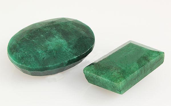 75.58ctw Facted Loose Emerald Beryl Gemstone Lot of 2: 75.58ctw Facted Loose Emerald Beryl Gemstone Lot of 2 **|**|** Mix Sizes Oval & Emerald Shape Faceted Emerald Beryl Loose Gemstone ; MSRP: $200