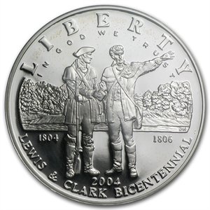 2004-P Lewis & Clark Bicenten'l $1 Silver Commem PR: 2004-P Lewis & Clark Bicenten'l $1 Silver Commem PR-69 DCAM PCGS **|**|** Year: 2004 ; Mint Mark: PR-69 DCAM ; Grade: P - Philadelphia ; Denomination: 1 ; MSRP: $100
