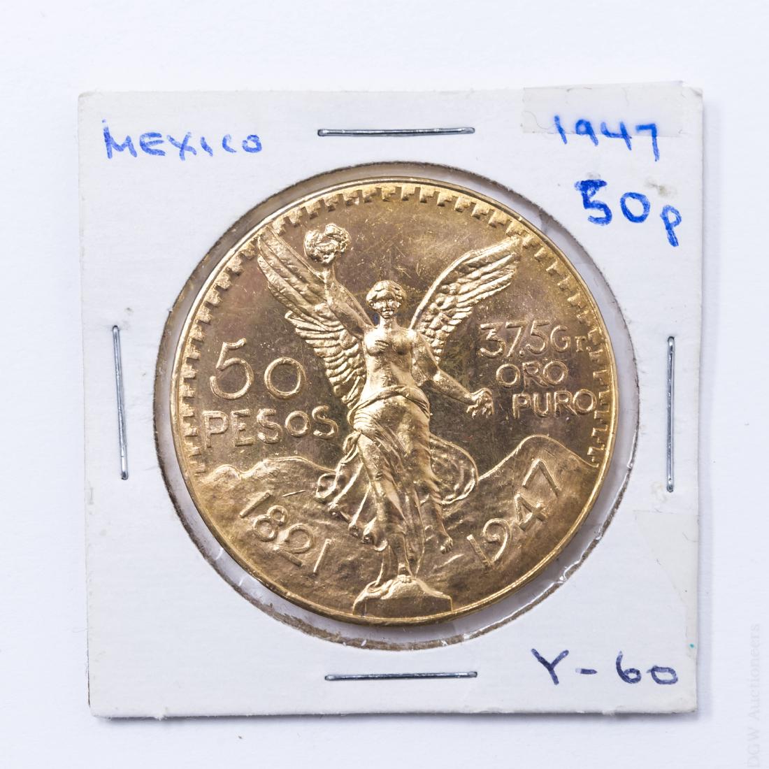 1947 Mexico 50 Pesos Gold Coin. (1 of 2)