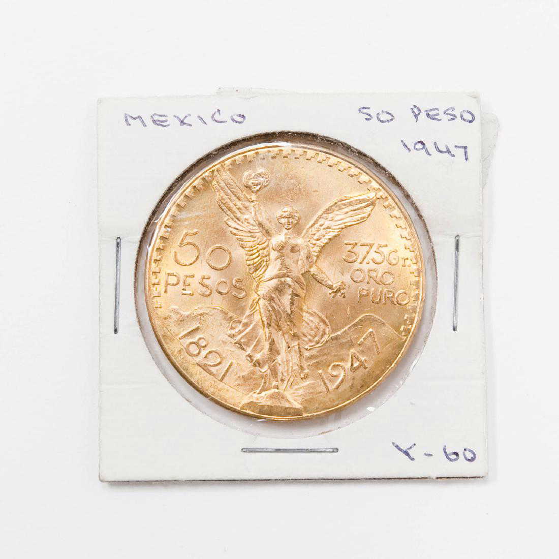 1947 Mexico 50 Peso Gold Coin peso-coins