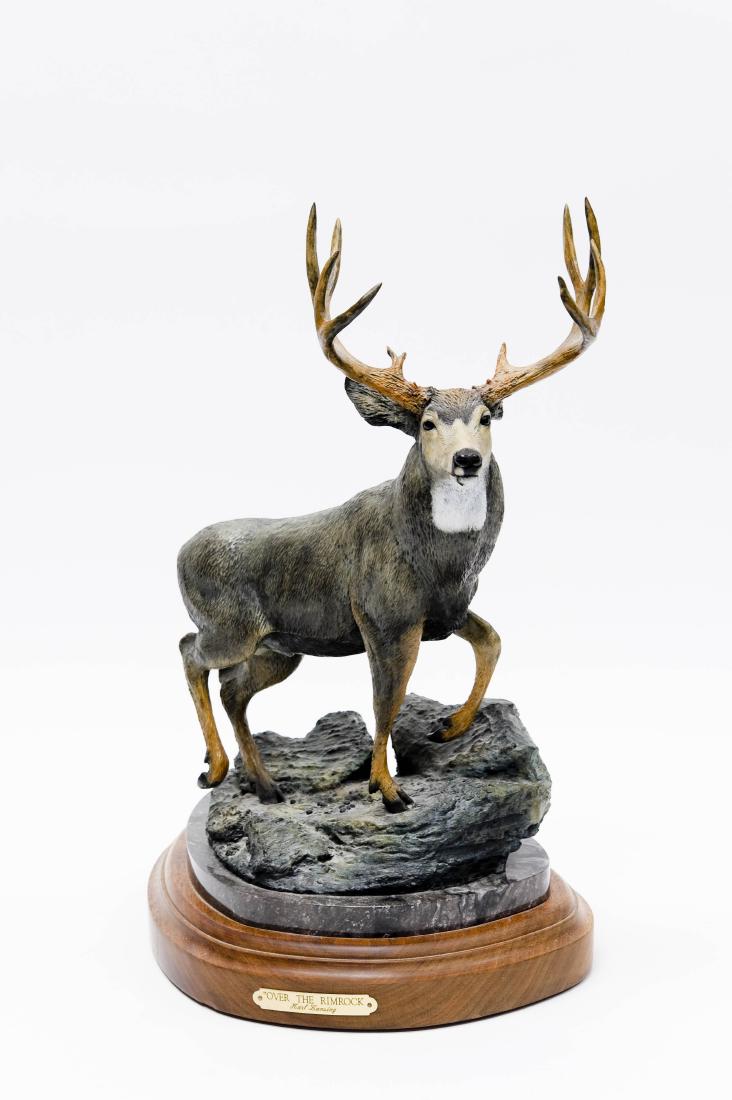 Karl Lansing Bronze Sculpture, Mule Deer.