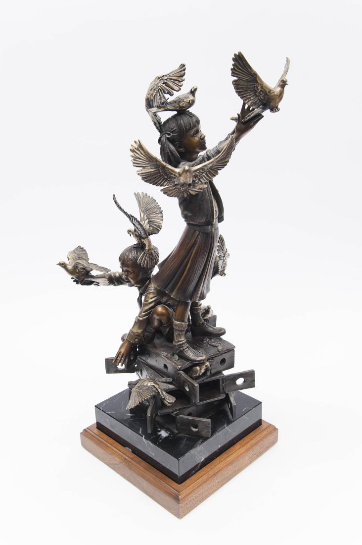 George Lundeen Bronze, Boy & Girl with Doves. (1 of 6)