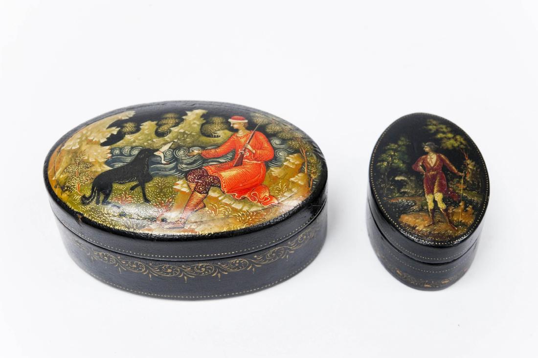 (2) Palekh Lacquer Boxes, 1926 & 1933. (1 of 10)