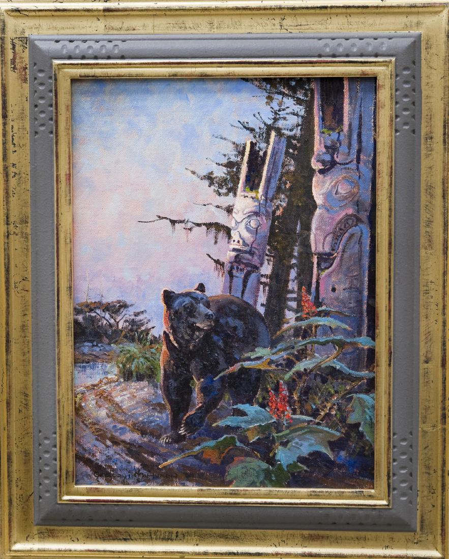 Gregory McHuron, Oil on Board, Brown Bear and Totems. (1 of 5)