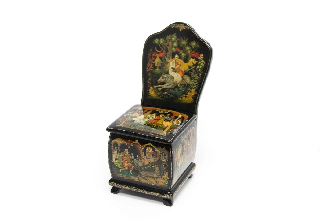 Kritov Palekh Russian Lacquer Chair Box. (1 of 7)