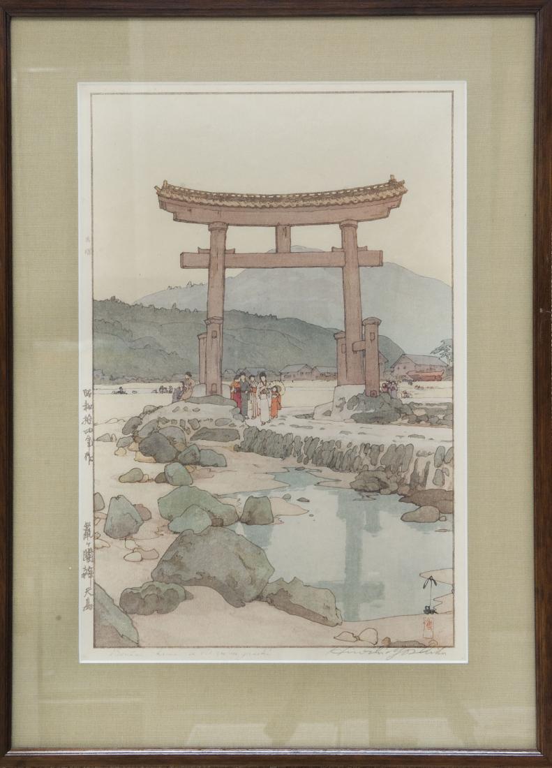 Hiroshi Yoshida Wood Block Print, "Benten Shrine at (1 of 7)