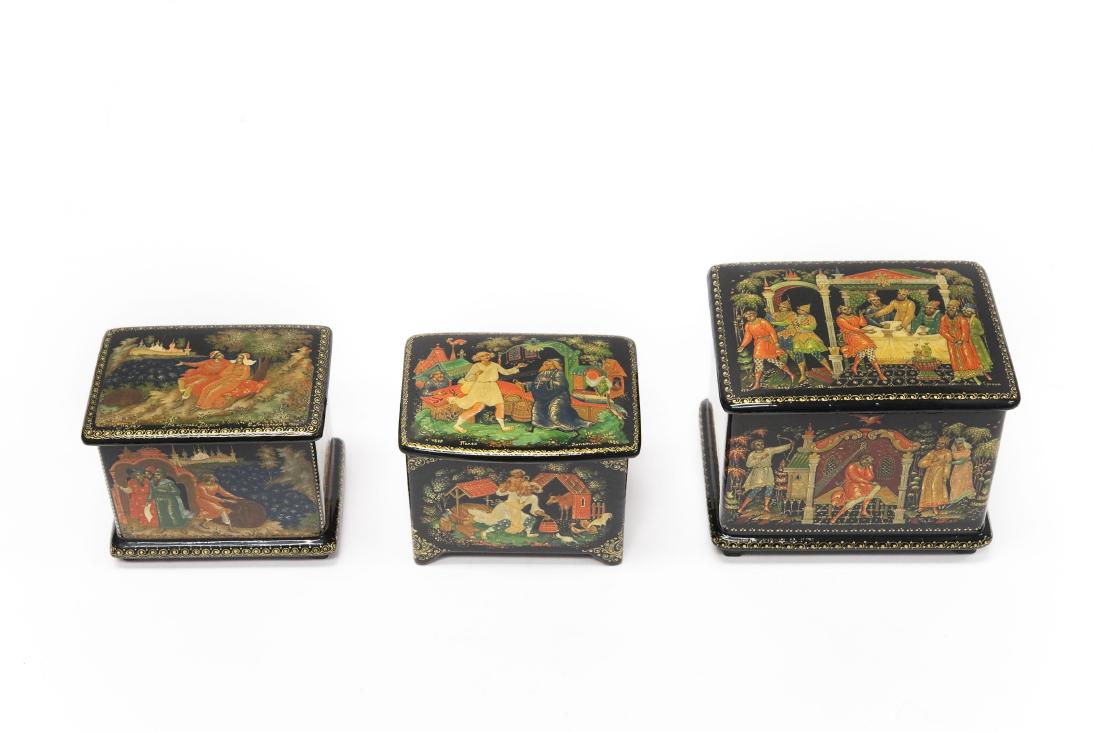 (3) Palekh Russian Lacquer Boxes. (1 of 14)