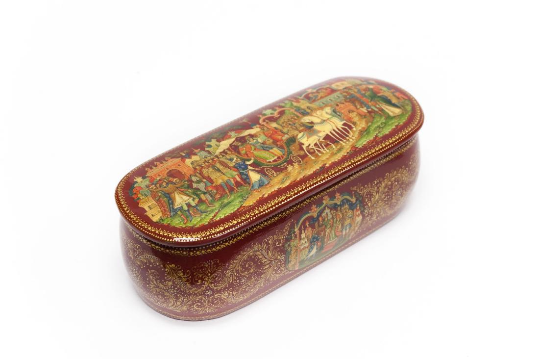 Panov Palekh Russian Red Lacquer Box. (1 of 10)