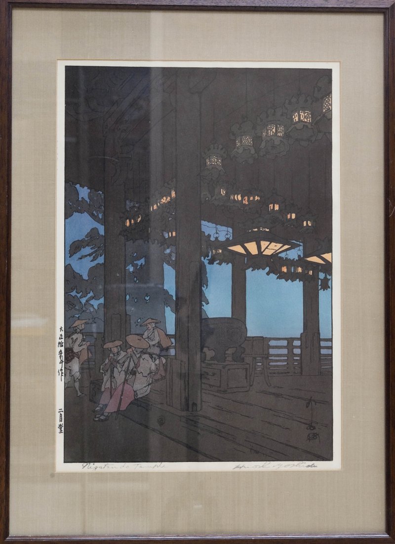 Hiroshi Yoshida Wood Block Print, "Nigatsudo Temple". (1 of 6)