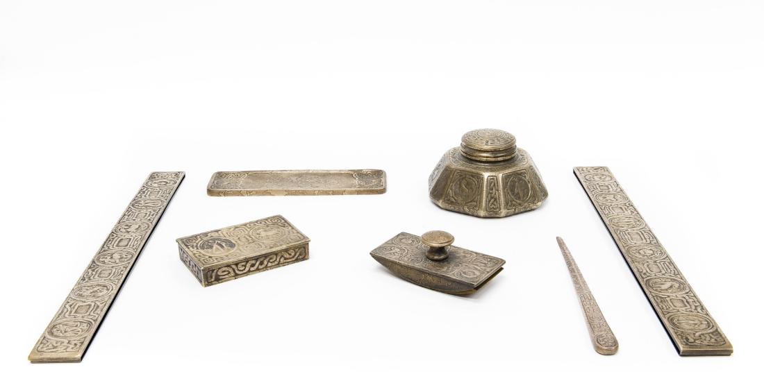 Tiffany Studios Bronze Desk Set. (1 of 10)