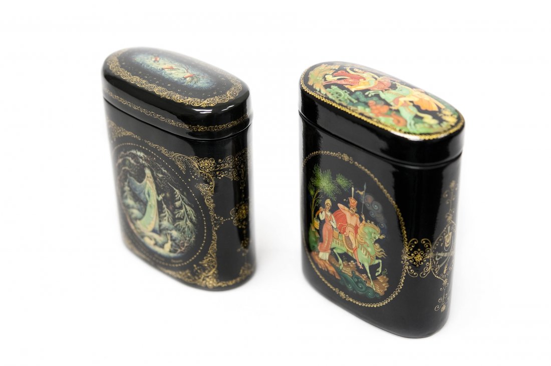 (2) Kholui Russian Lacquer Boxes. (1 of 10)