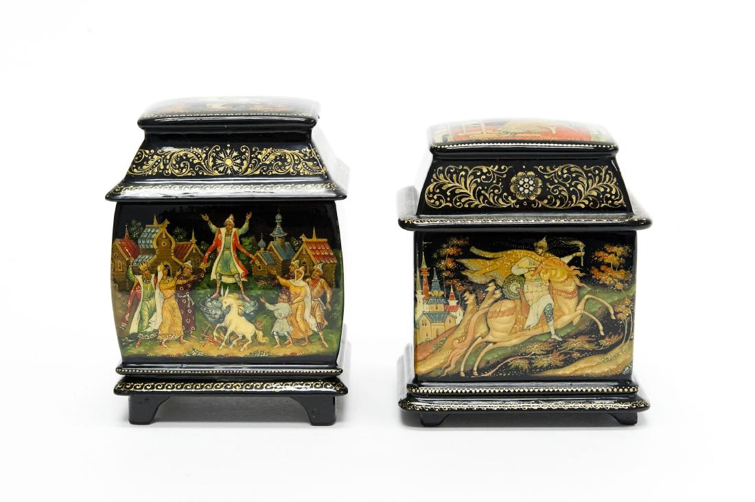 (2) Palekh Russian lacquer boxes. (1 of 6)