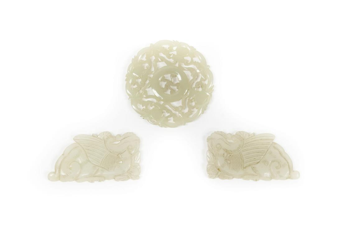 (3) Chinese Carved Jade Pendants. (1 of 8)