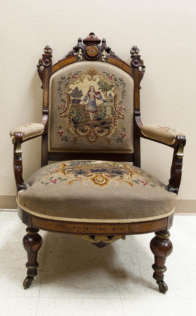 19th C. Grand Rapids Walnut Armchair. (1 of 6)