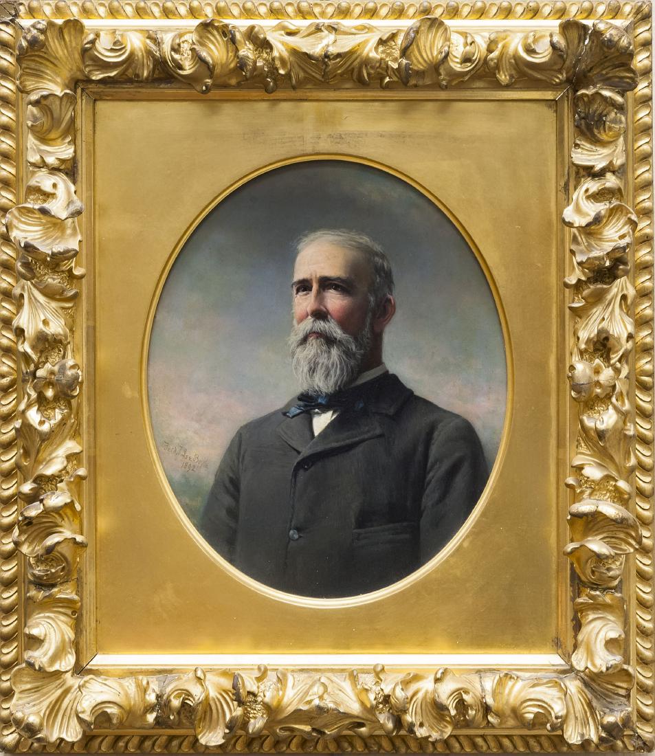 Ferdinand Boyle Oil on Board, Portrait of a Gentleman.: Ferdinand Boyle (1820 - 1906), Oil on board, portrait of a Gentleman, signed lower left, Ferd T. Lee Boyle 1892. Molded gilt frame. (11" x 9 1/2").