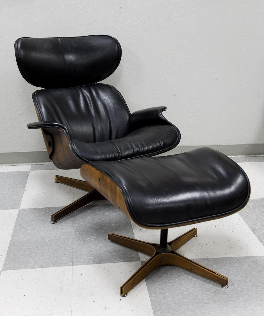 Plycraft Mr. Chair and Ottoman.: Plycraft "Mr. Chair" lounge chair and ottoman. Designed by George Mulhauser. (Chair: 35 1/2" tall, 30 1/2" wide).