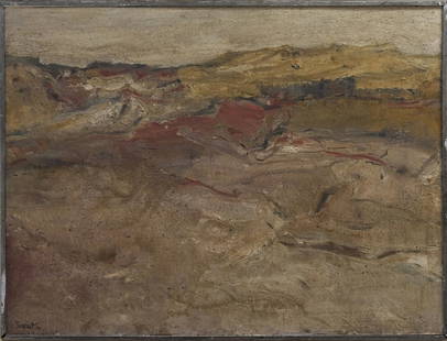 Louis Siegriest Oil on Board, Road to Chihuahua.: Louis Siegriest (1899 - 1989), Oil and sand on board, Road to Chihuahua. Signed lower left Siegriest 60. Titled verso. (36" x 48").