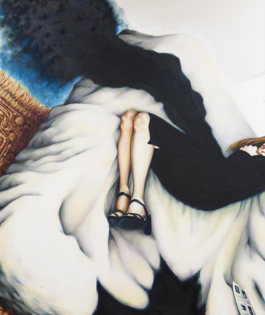 Stephen Wright Oil on Canvas, "Knees".: Stephen Wright (b. 1962), Oil on canvas, "Knees". (62 1/4" x 52 1/4").