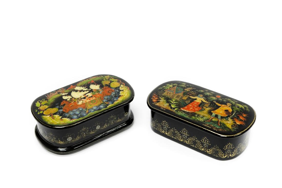 (2) Palekh Russian Lacquer Boxes. (1 of 10)