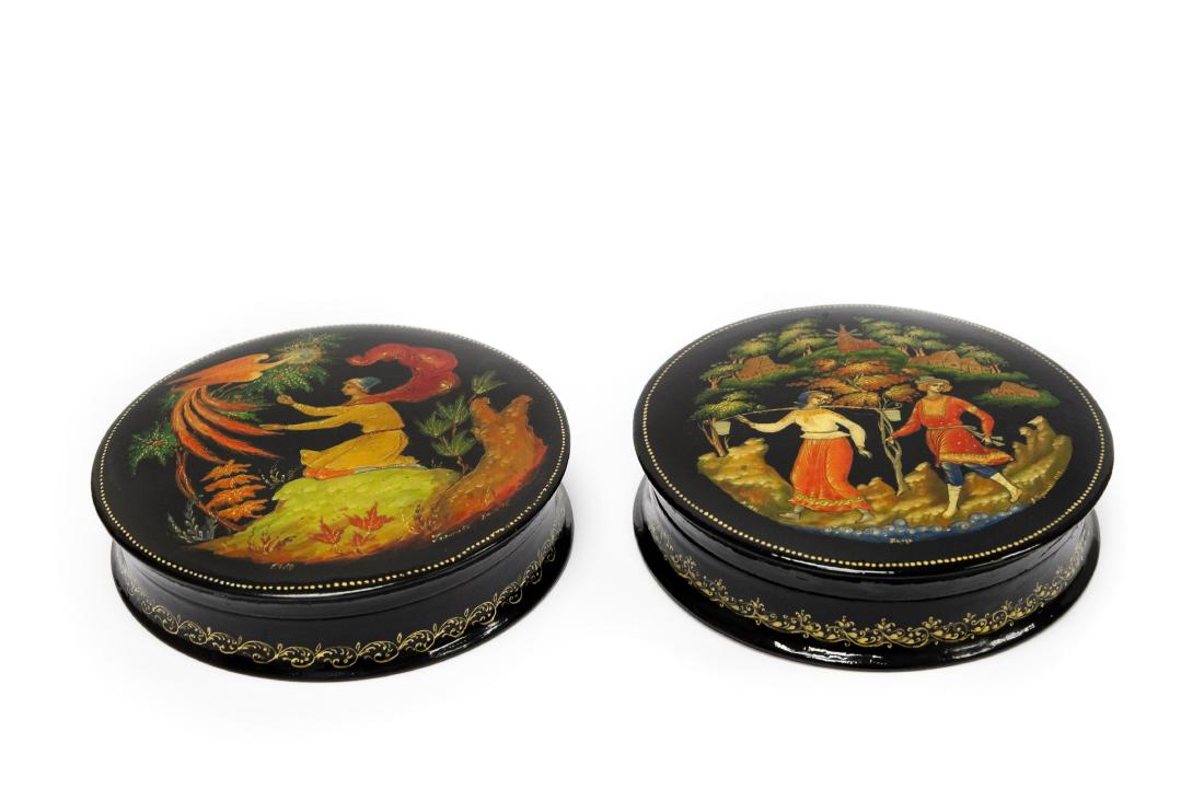 (2) Palekh Russian Lacquer Boxes. (1 of 8)