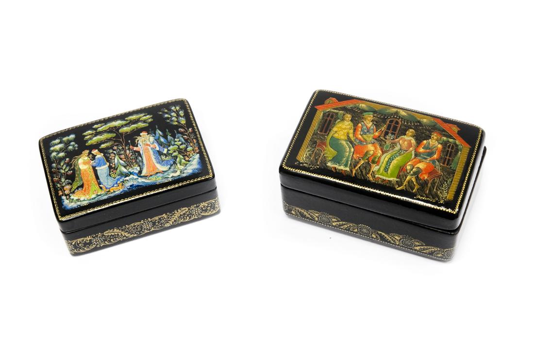 (2) Palekh Russian Lacquer Boxes. (1 of 8)