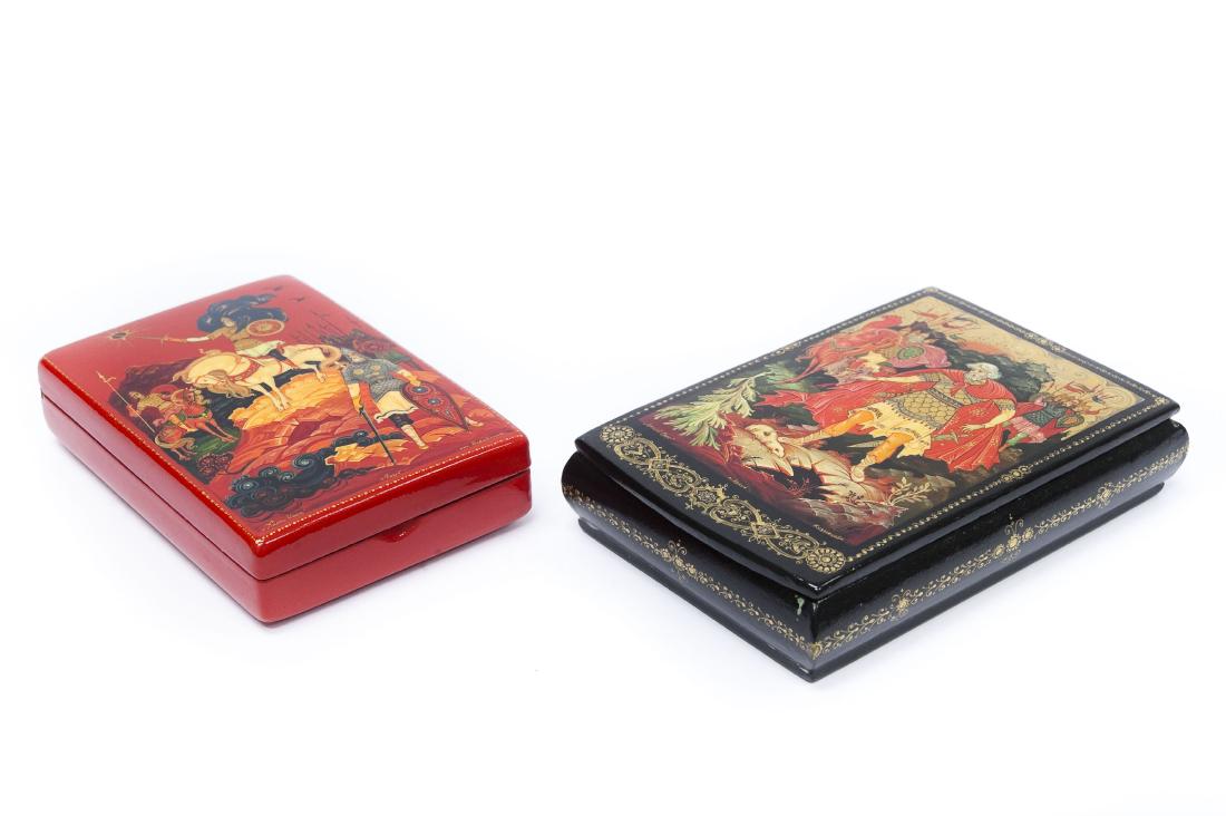 (2) Kholui Russian Lacquer Boxes. (1 of 12)