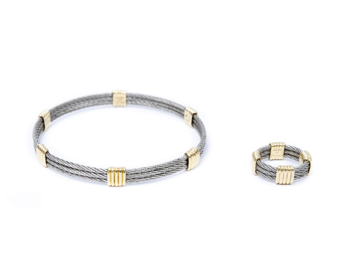 Fred Paris Force 10 18K Gold  Steel Bracelet  Ring