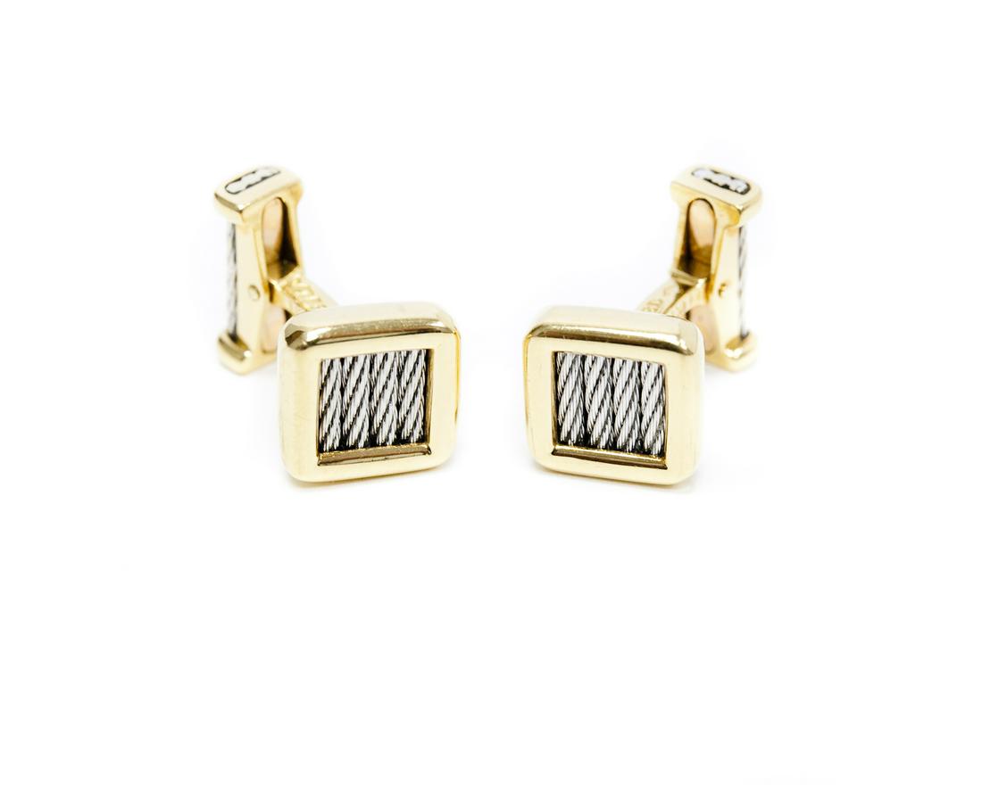 Fred Paris Force 10 18K Gold  Steel Cuff Links
