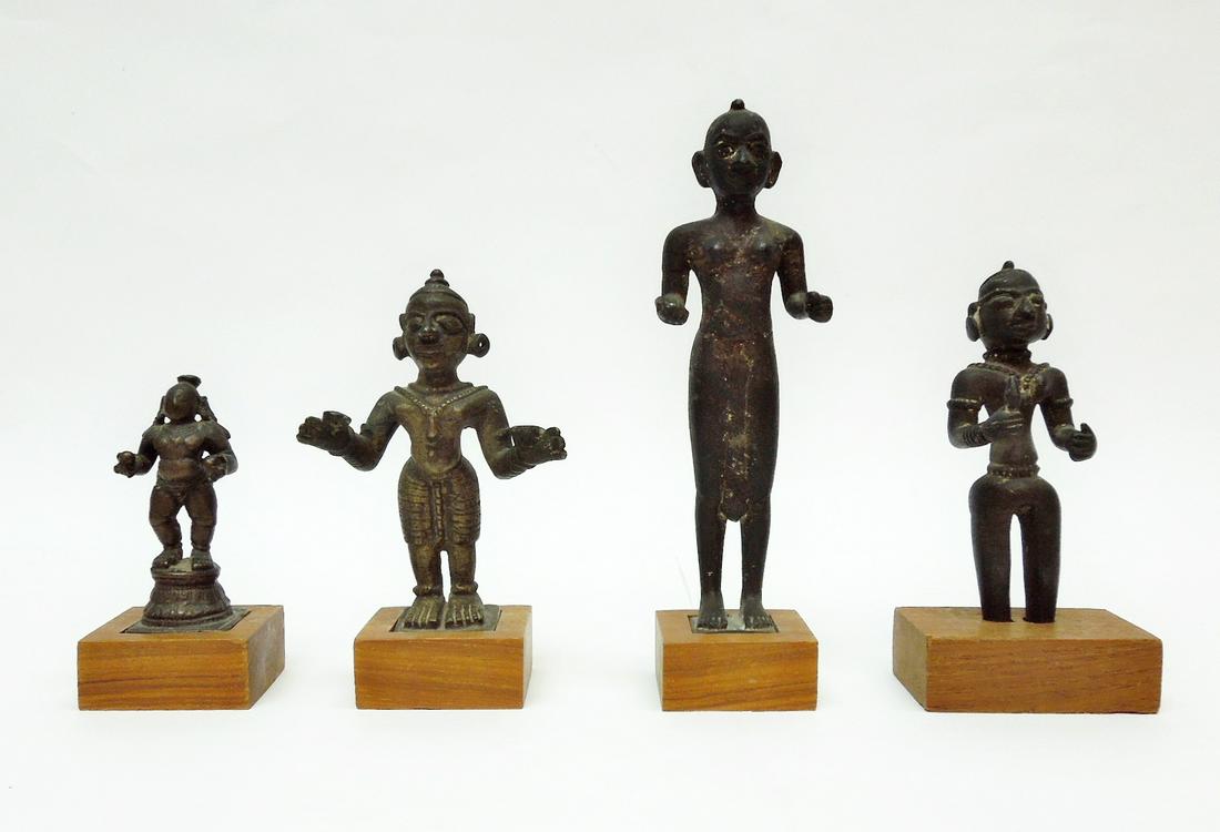 (4) South Asian Brass Religious Figures on Stands. (1 of 4)