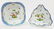 Herend Rothschild Bird Blue Square & Triangle Dishes.