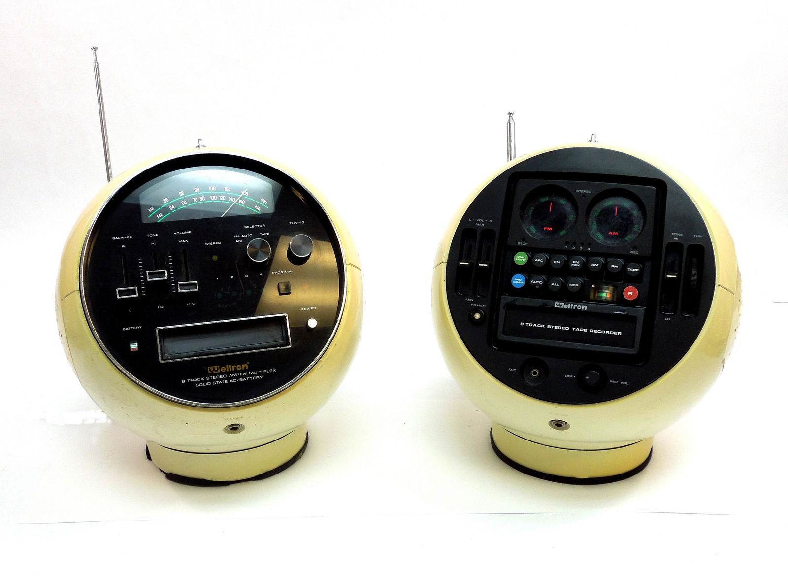 (2) Weltron Space Age 8-Track, AM, FM Stereo: (2) Weltron Space Age 8-Track, AM , FM stereos. Model 2001 & 2010.