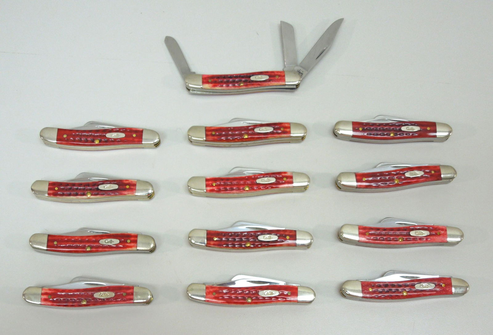 (13) Case XX 6318 SS 3-blade Knives.: Group of (13) Case XX 6318 SS 3-blade pocket knives.