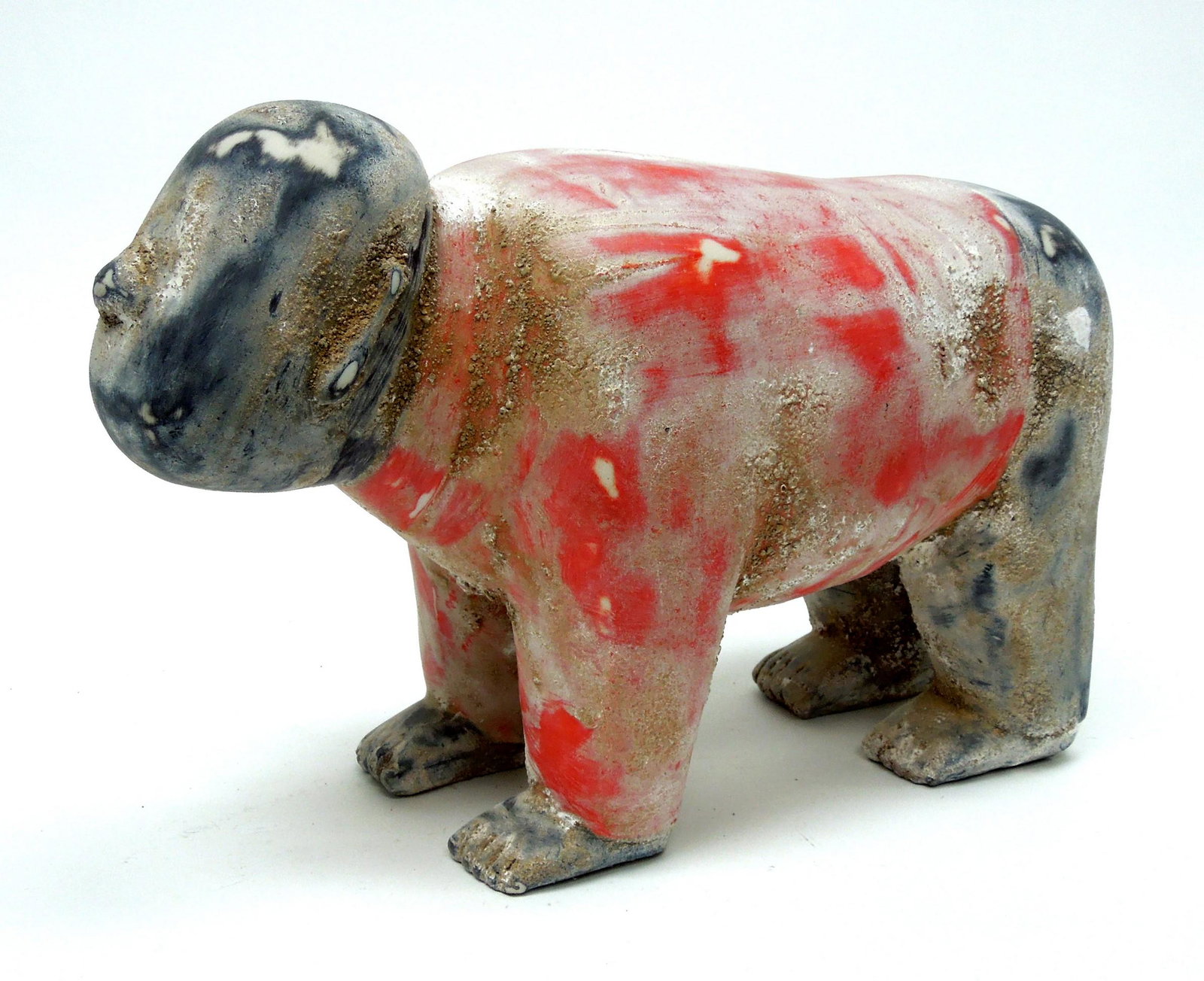 Zhu Wei Sculpture, China China No.2: Zhu Wei (Chinese, b. 1966)"China China No2" Fiberglass, polychrome and sandy mud finish sculpture. Stylized personified animal figure. Signed on foot. 9 x 13 x 5 1/2 inches.
