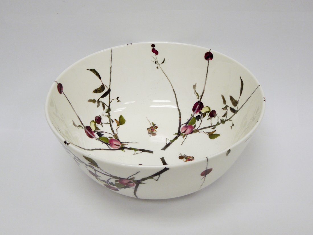 Andrew Wyeth Royal Doulton Porcelain Bowl.: Andrew Wyeth Royal Doulton porcelain bowl, Apple Branches design, 1973. (5 1/2" H, 12 3/4" W). With box.